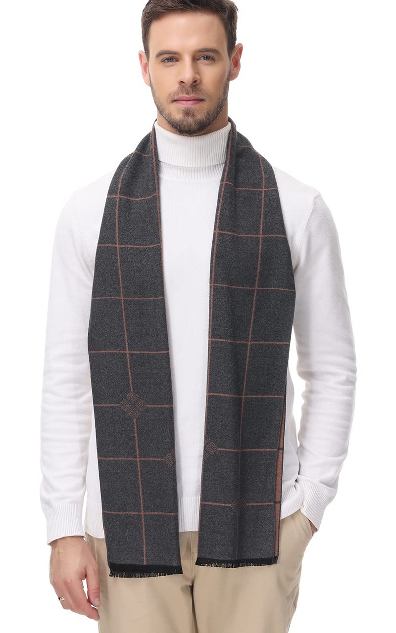 OHAYOMI Mens Scarves Winter Warm Fashion Formal Classic Long Soft Scarf for Men Holiday Gift - Image 2